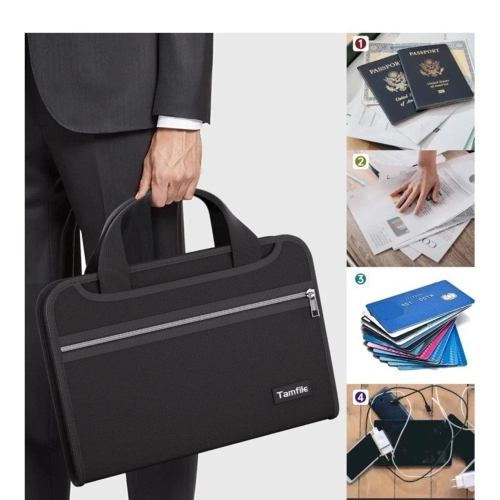Tamfile Fireproof Accordion File Organizer with Handle, 13 Pocket Transparent.‎